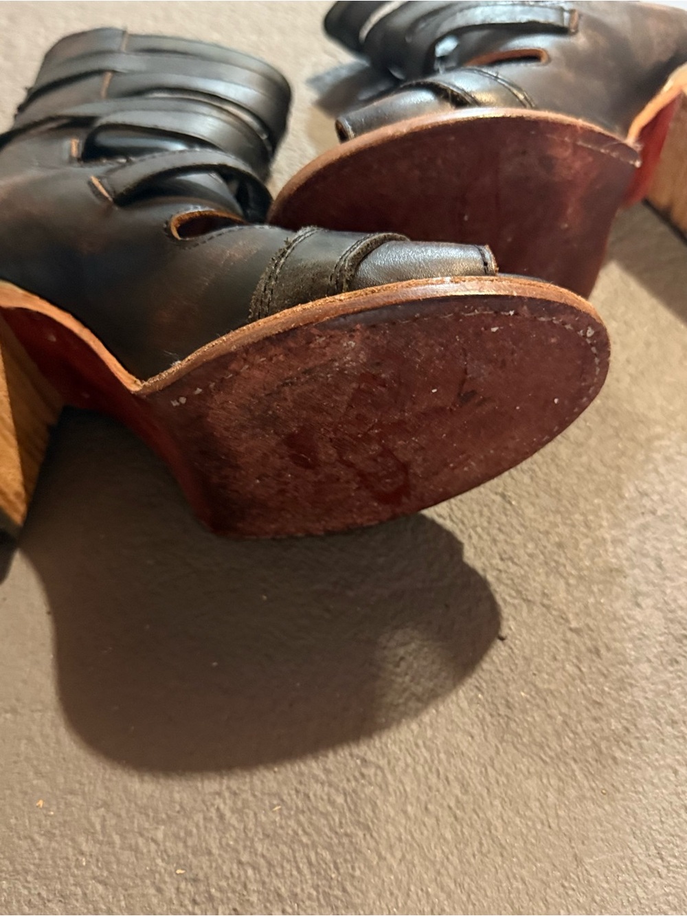 Freebird by Steven Bond Original- Women's Black Leather Buckle Heeled Sandals - Picture 5 of 5